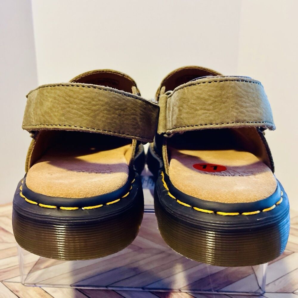 Dr Martens Jorge II Tumbled Nubuck Muted Olive Leather M 11 W 12 Slingback Mules - Picture 5 of 8